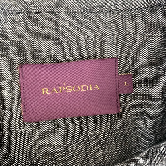 Rapsodia Anthropologie Grey Linen Blend Lined Jacket Women's Sz L Modern Buttons - Picture 14 of 16